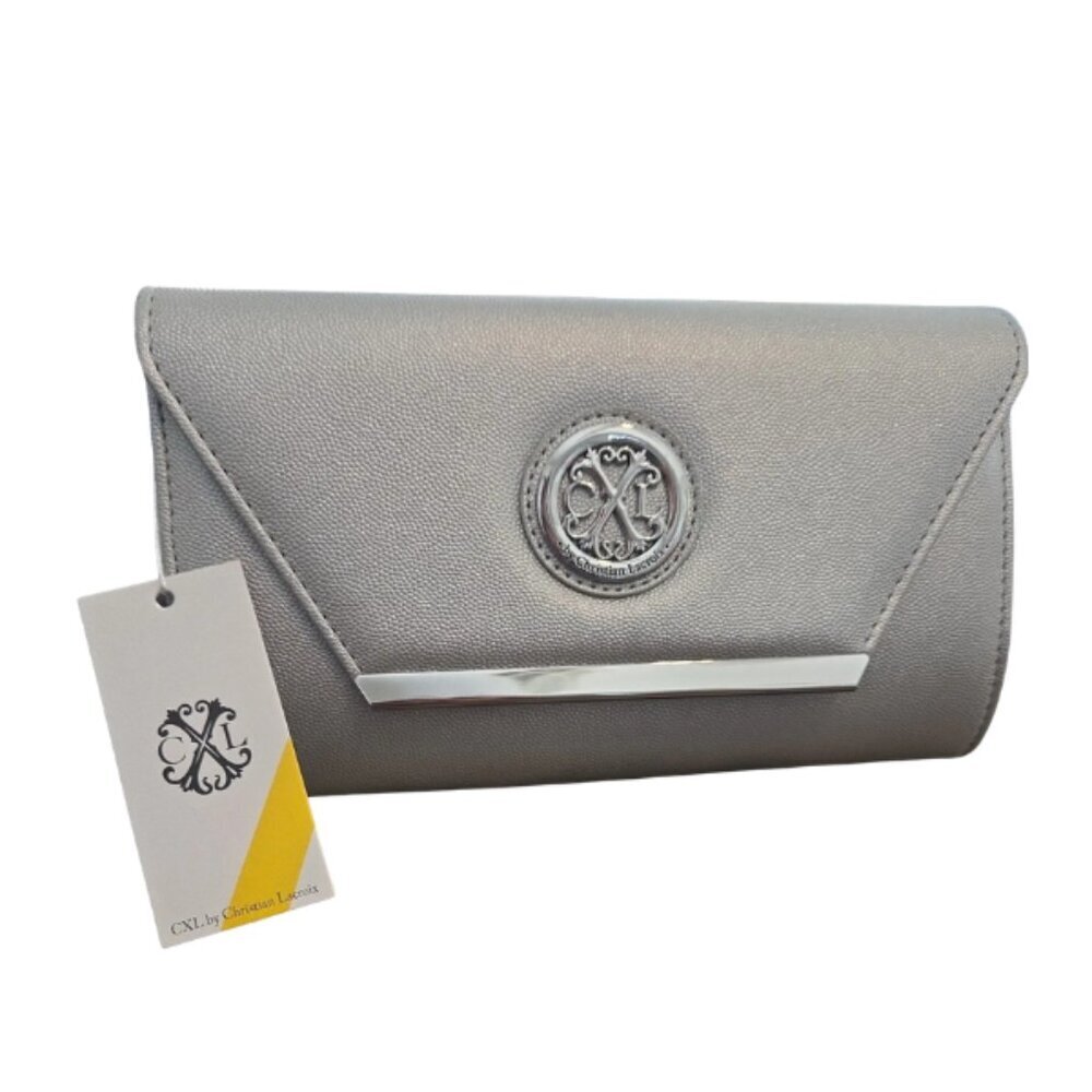 CXL by Christian Lacroix Women's Silver Clutch Detachable Chain Shoulder Bag NWT